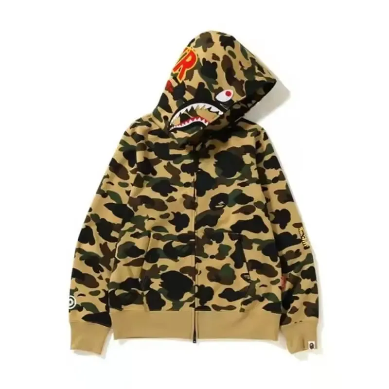 red-bape-shark-hoodie-20 BAPE 1st Camo PONR Shark Full Zip Hoodie